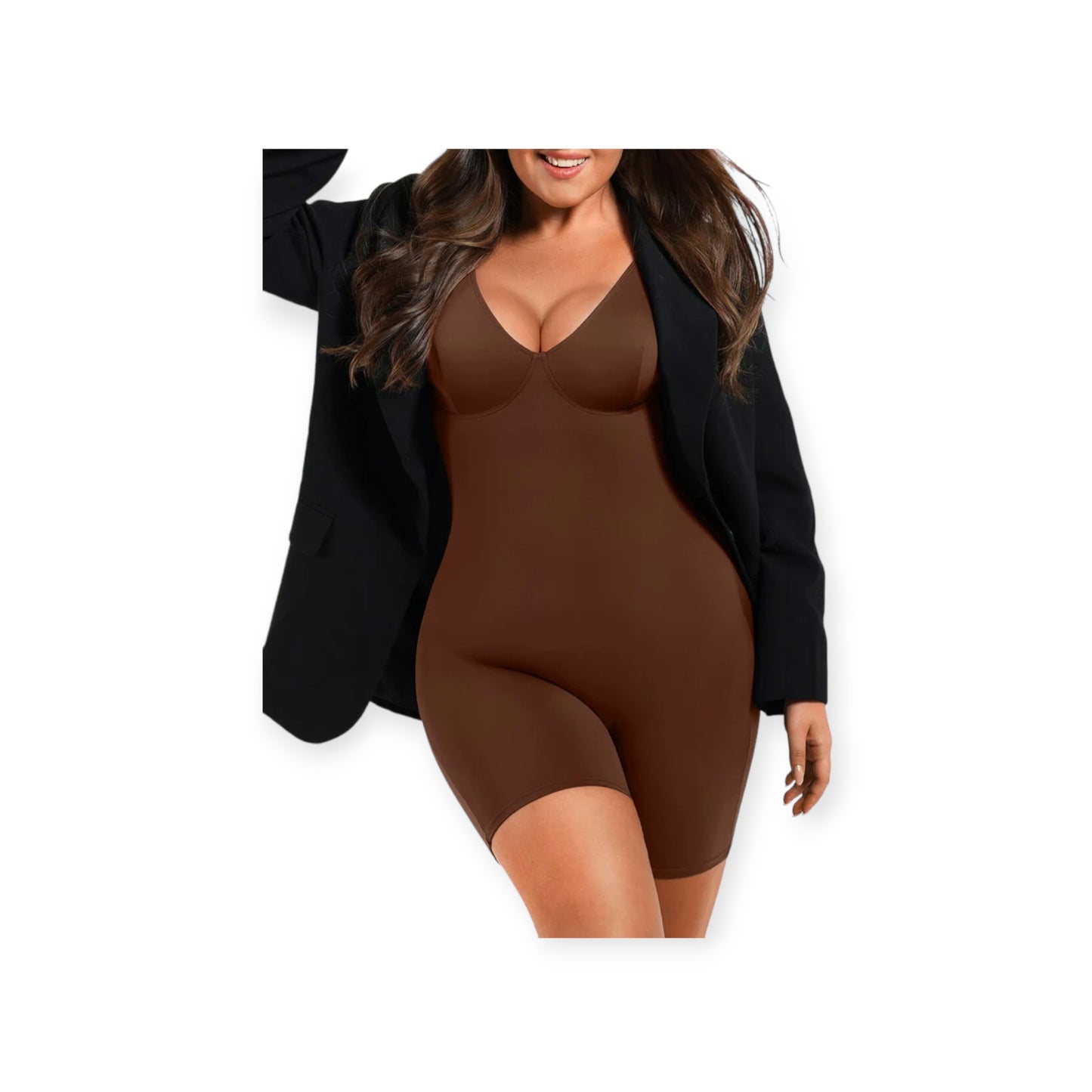 Long Sleeve V-Neck Short Suit